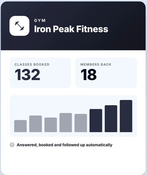 Example for a gym: classes booked and members back